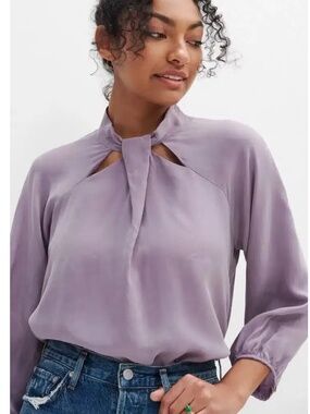 Amour Vert Papillon Cupro Blouse Lilac Purple 3/4 Sleeve Women’s Large, New